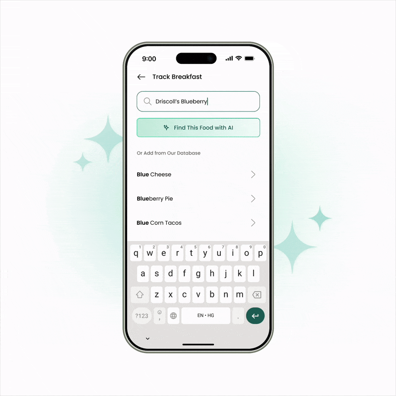 Track any food with AI. App animation showing addition of any food with Healthify AI.